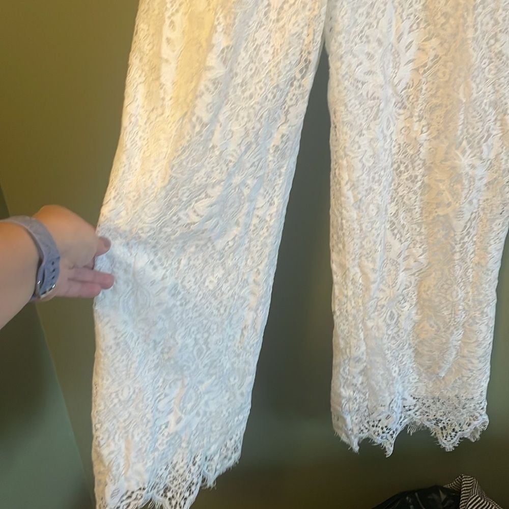 Lulus White Lace Short Sleeve Jumpsuit Bridal Wedding Rehearsal Sz S - Picture 6 of 11